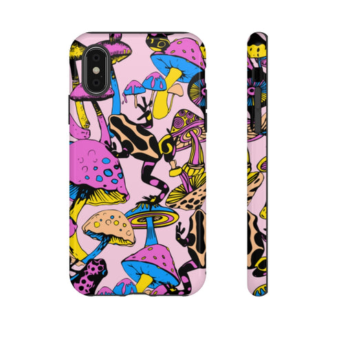 Magic Mushrooms and Frogs Phone Case in Pastel